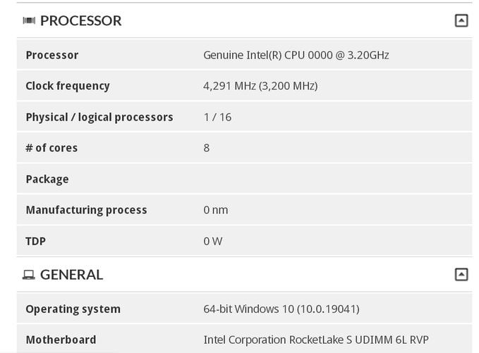 Intel Rocket Lake-S benchmark