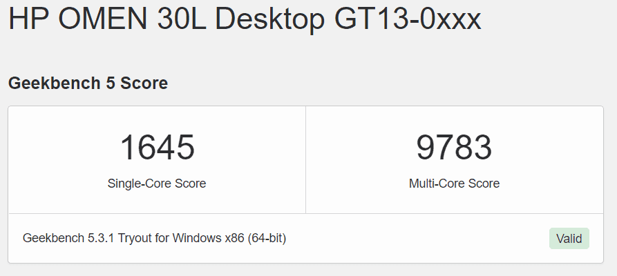 Geekbench 5 - Intel Core i9 11xxx Rocket Lake-S